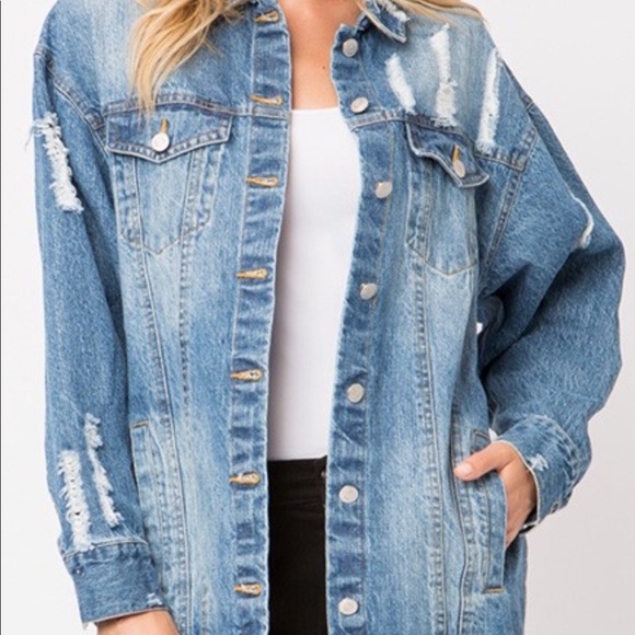 BEST SELLER Oversized distressed denim/jean jacket - Picture 7 of 7